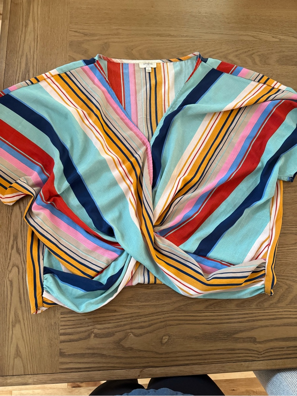 Umgee Multicolor Twist-Front Striped Crop Top